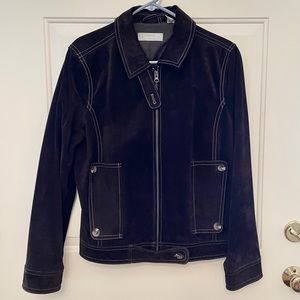 Liz Claiborne Suede Jacket with Stitching -  Brown